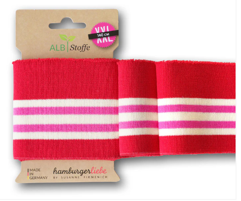 Bord-côte coton bio rouge et rose, Atelier-53