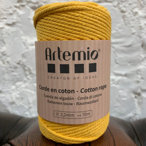 Corde en coton recyclé 'Artemio' 2,2 mm/70 m, "Ocre" - 200 gr