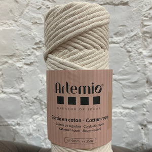Corde en coton recyclé 'Artemio' 4 mm/35 m, "Naturel" - 250 gr