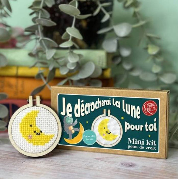 Mini kit point de croix Je décrocherai la lune pour toi