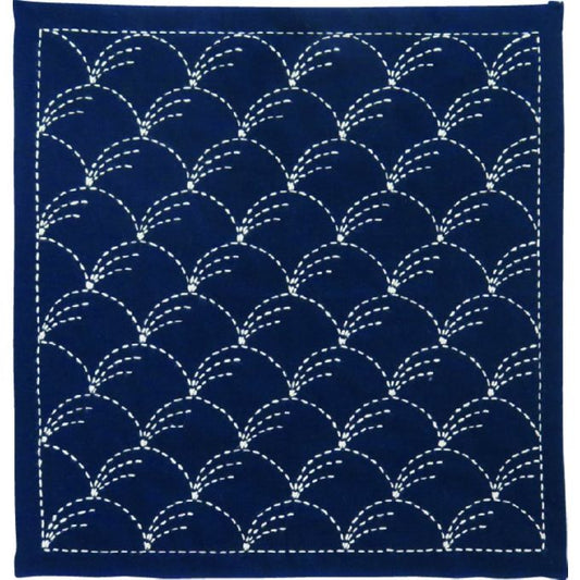 Kit d'initiation au sashiko hanafukin, motif vagues, coloris 201