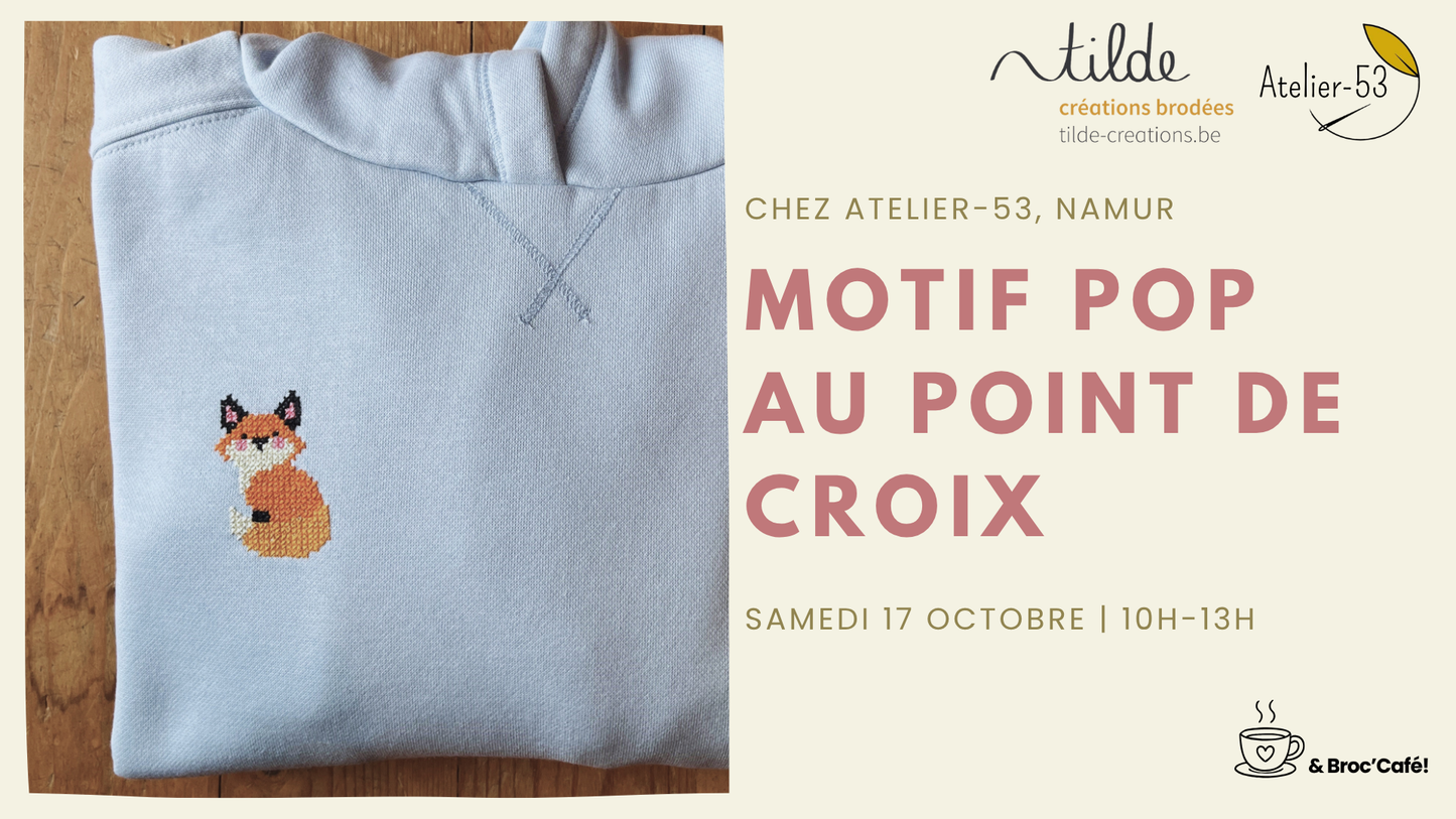 Samedi 17 octobre | Broder un motif pop au point de croix (acompte)