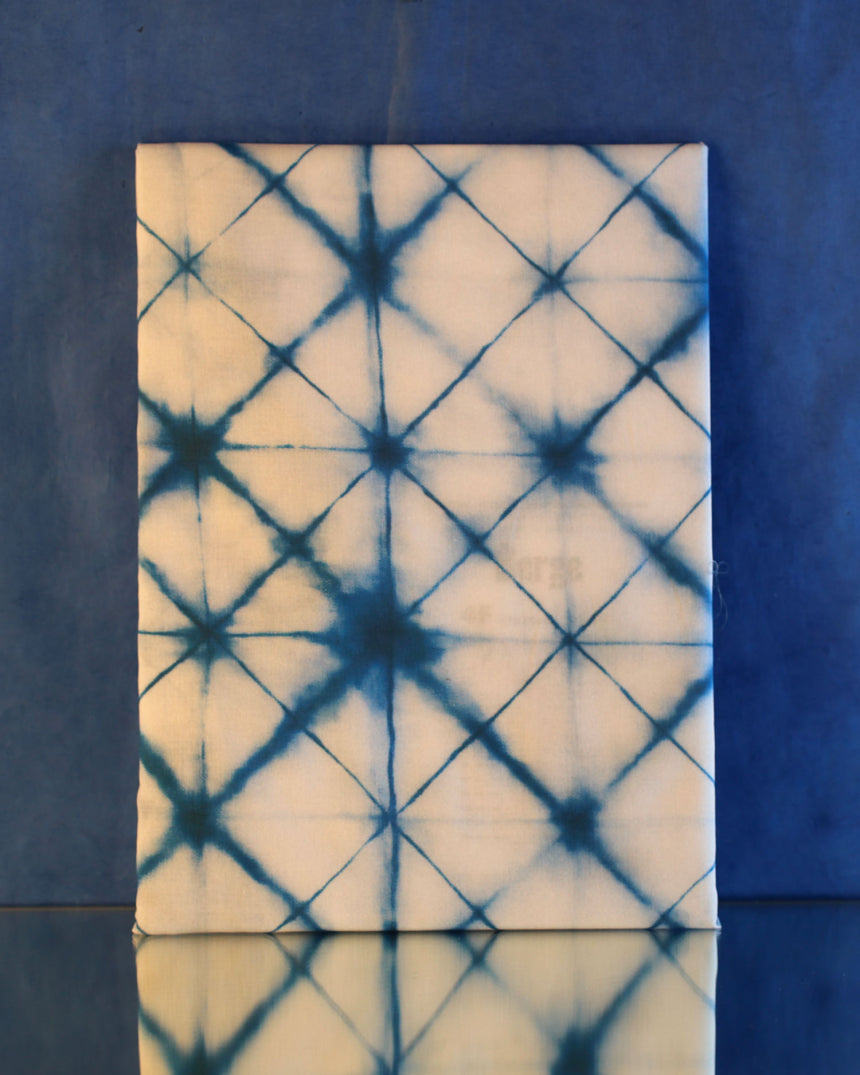 Popeline fine coton bio shibori indigo Saki, Atelier-53