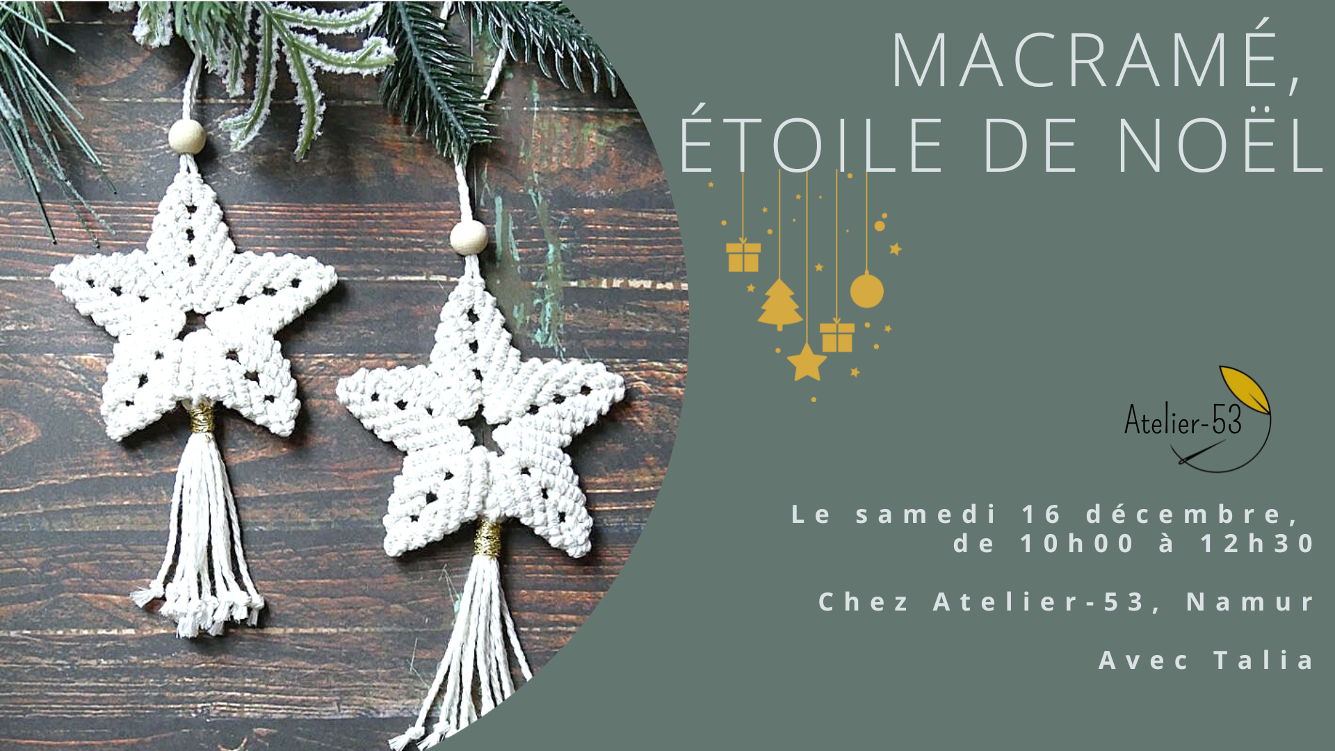 Samedi 16 décembre | Macramé, Etoile de Noël (acompte)
