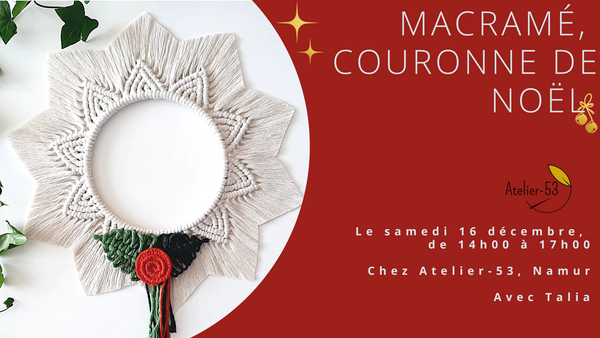 Samedi 16 décembre | Macramé, couronne de Noël (acompte)