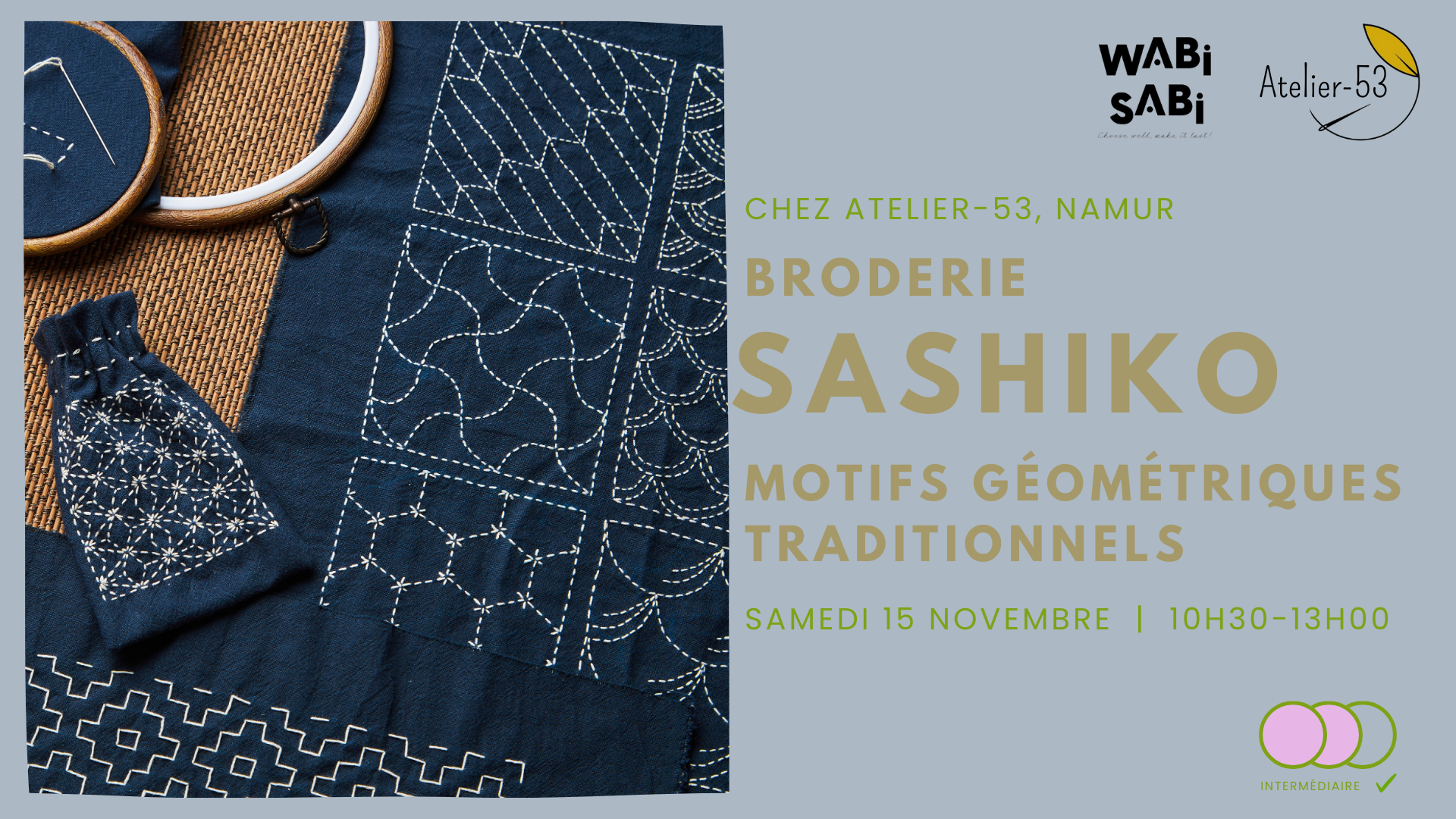 Samedi 8 novembre | Broderie "Sashiko" : motifs géométriques traditionnels