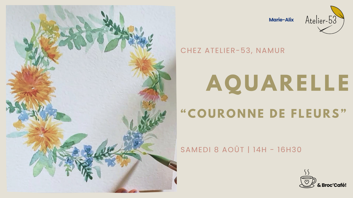 Samedi 8 août | Aquarelle « couronne de fleurs » (acompte)