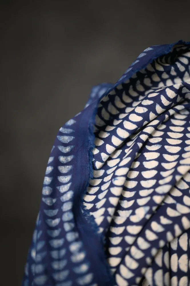 Coton indien Indigo Semi Circle Block