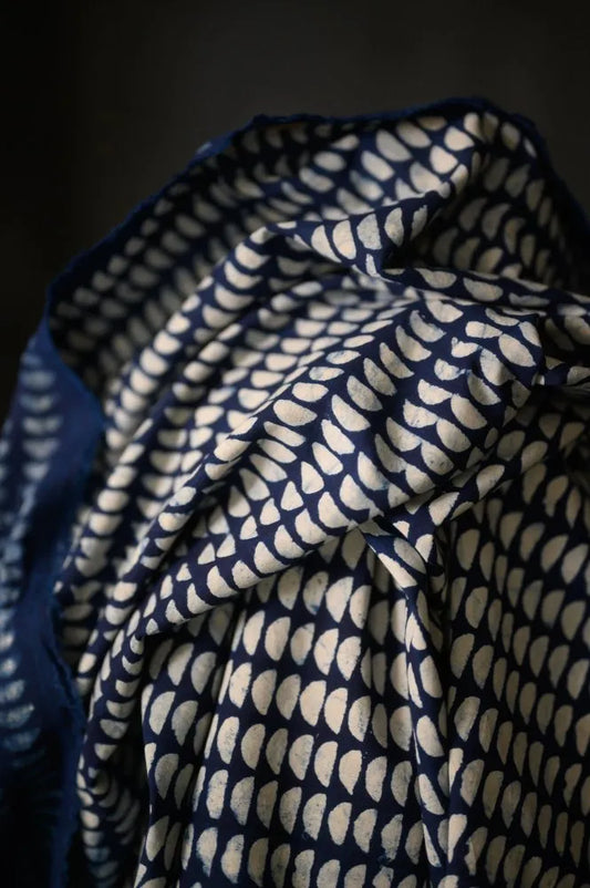 Coton indien Indigo Semi Circle Block