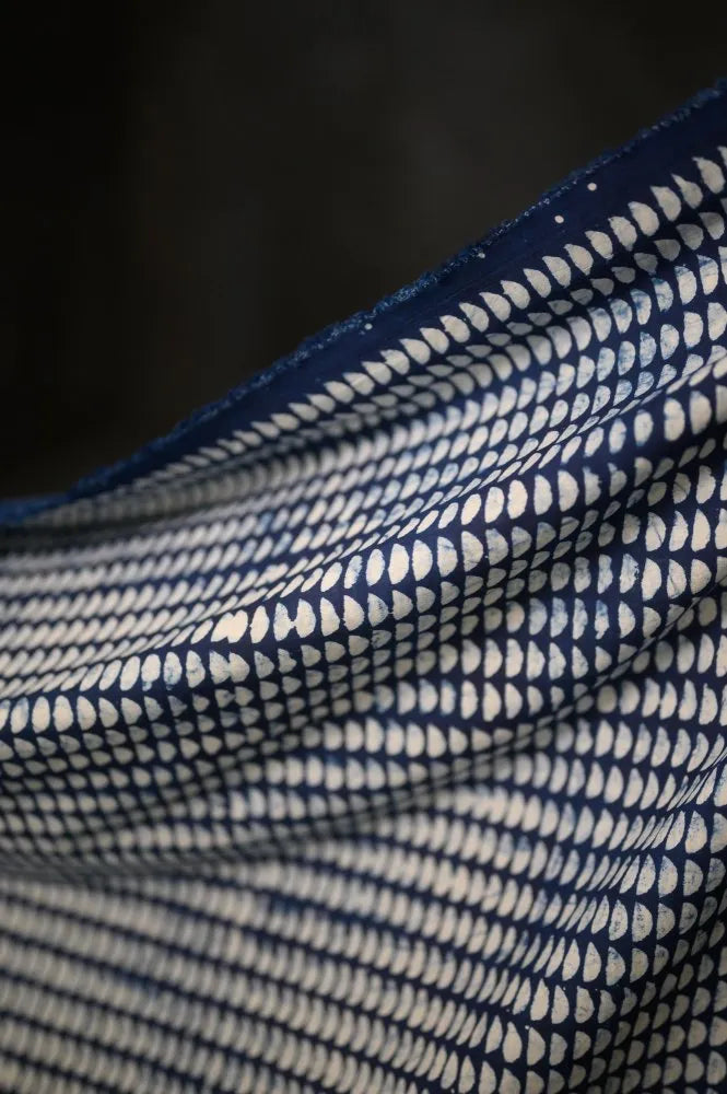 Coton indien Indigo Semi Circle Block