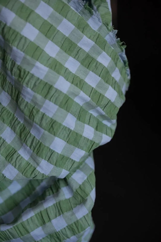 Seersucker gingham Palm Sky