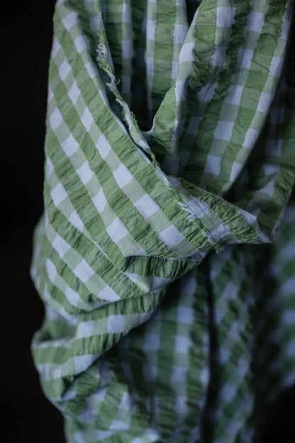 Seersucker gingham Palm Sky