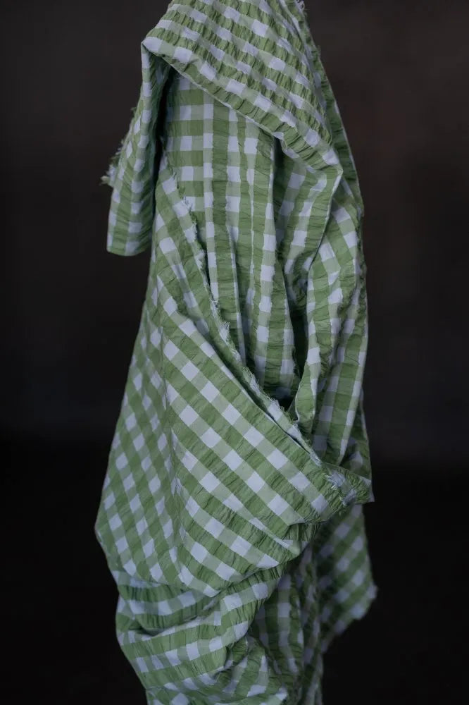 Seersucker gingham Palm Sky