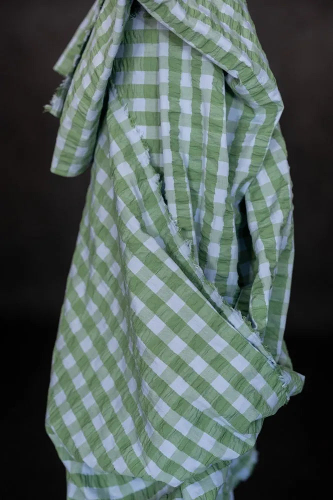 Seersucker gingham Palm Sky