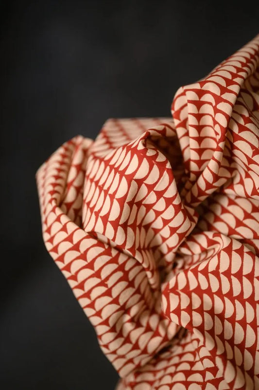 Coton indien Red Semi Circle Block