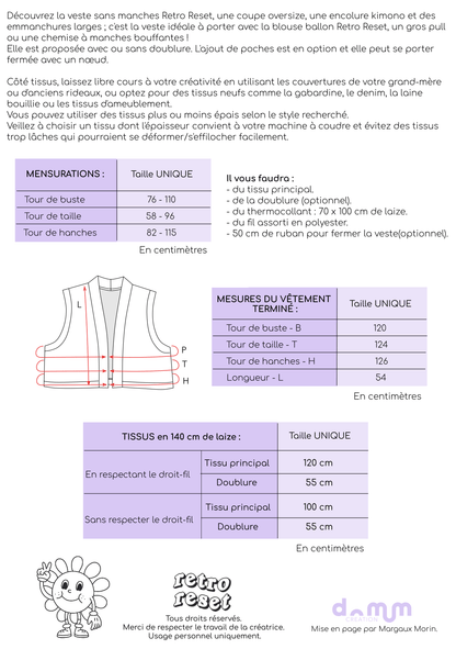 Pochette patron et tutoriel - RETRO RESET | La veste sans manche