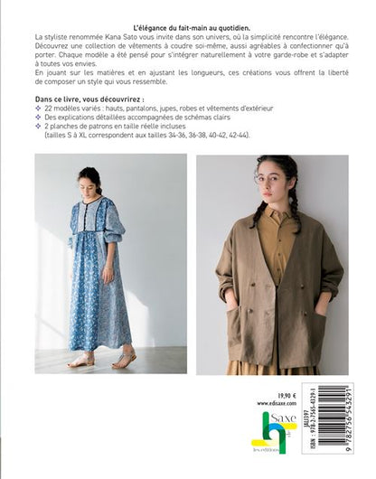 Couverture du livre Carnet de couture, 22 patrons de Kana Sato
