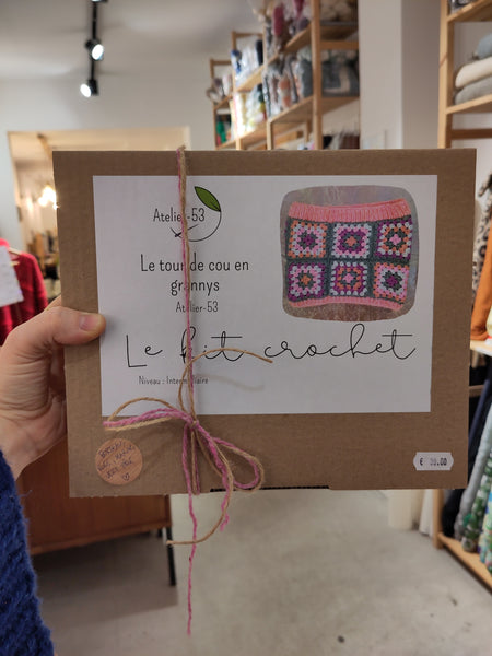 Kit de crochet (intermédiaire) - Tour de cou en granny squares