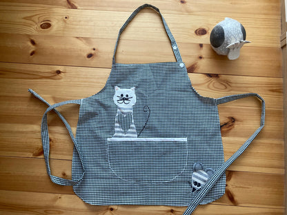 Popeline "vichy", carreaux gris/bleu | 10 cm