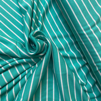 Jersey-interlock coton bio écru rayé vert, Atelier-53