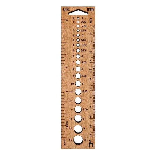 Jauge à aiguilles et règle pour échantillon de tricot