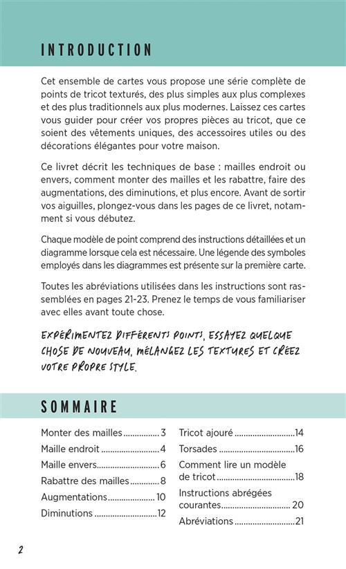 Points de tricot - 52 cartes pour apprendre les textures au tricot