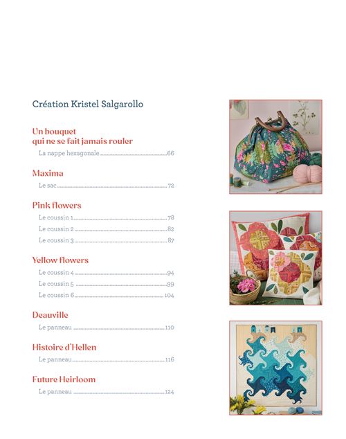 Accessoires en patchwork présentés dans le livre Quilts modernes