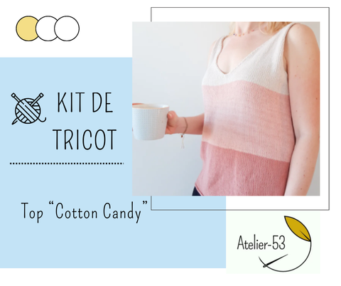 Kit de tricot (débutant) - Top "Cotton Candy" de Lille Larsen