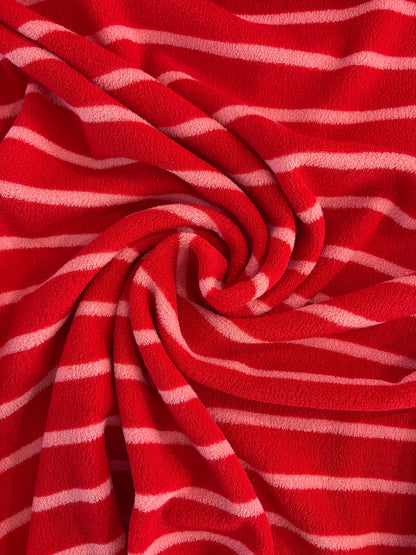 Micro-éponge coton bio lignée rose et rouge, Atelier-53