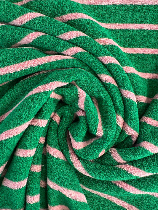 Micro éponge ligné vert-rose | 10 cm