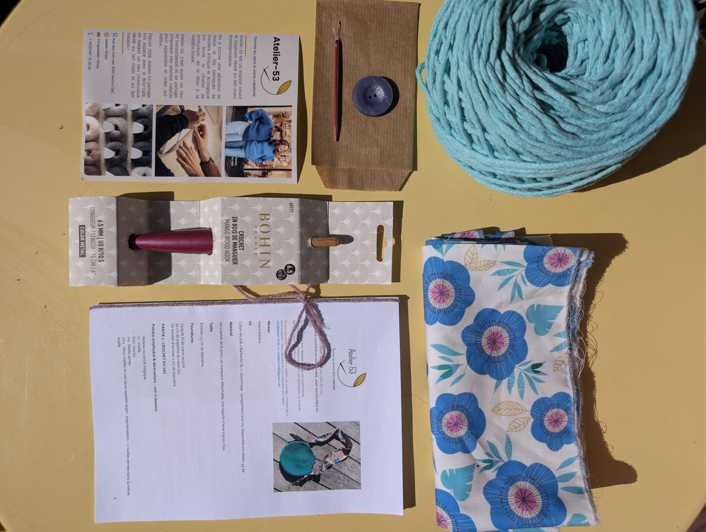 Kit de crochet (intermédiaire) - Sac d'été rond doublé