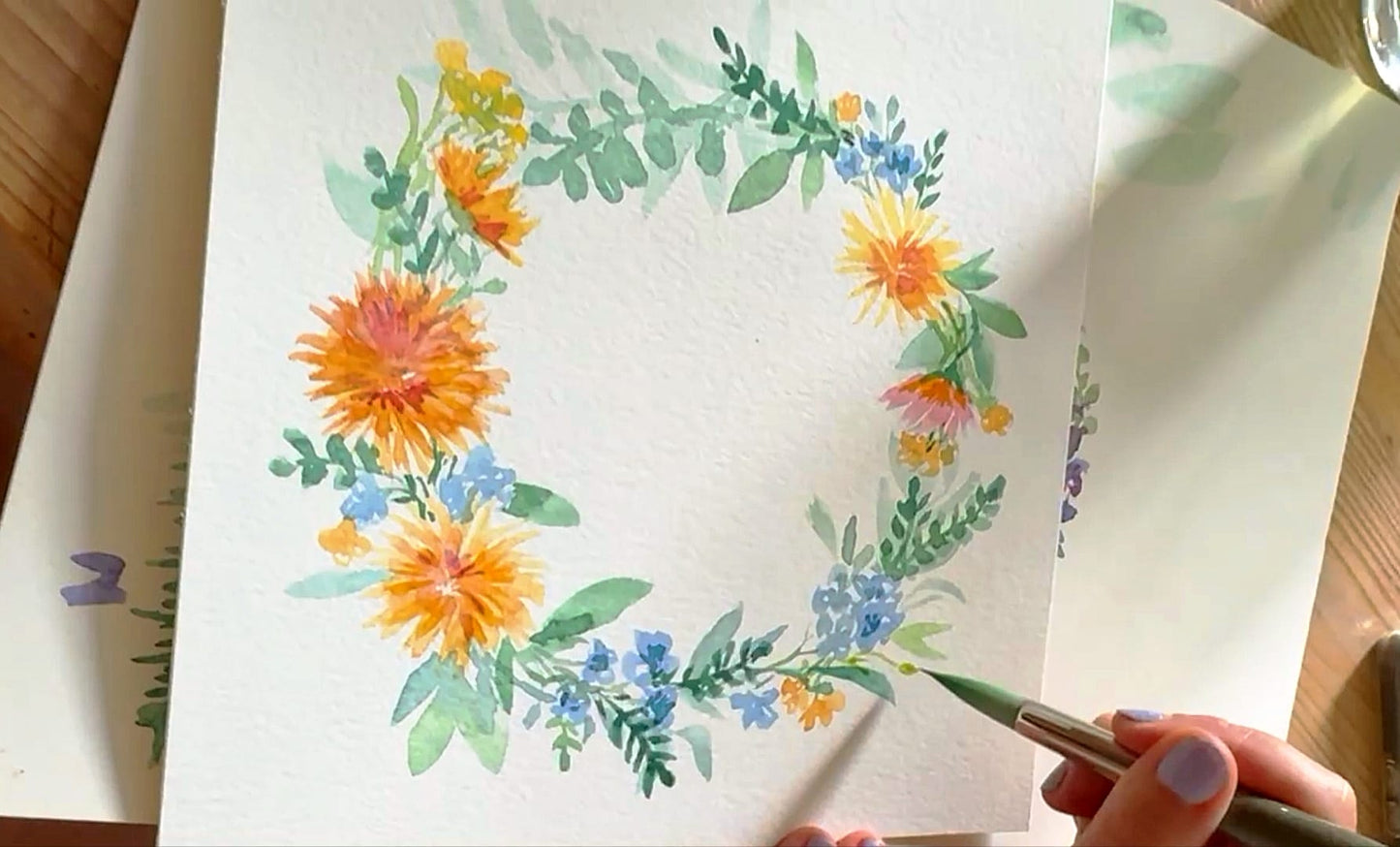 Samedi 8 août | Aquarelle « couronne de fleurs » (acompte)