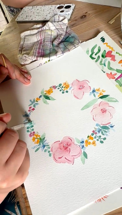 Samedi 8 août | Aquarelle « couronne de fleurs » (acompte)