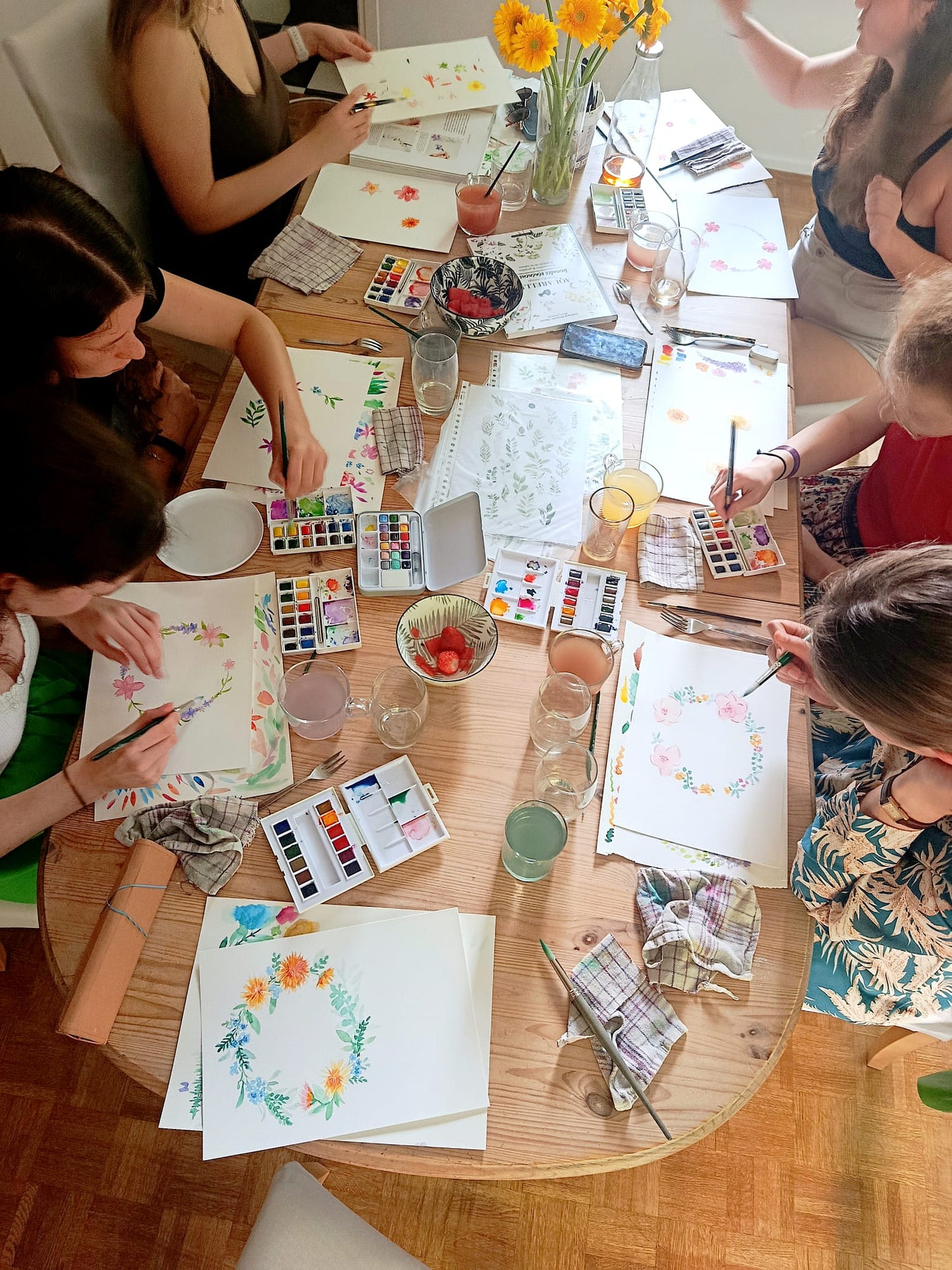 Samedi 8 août | Aquarelle « couronne de fleurs » (acompte)