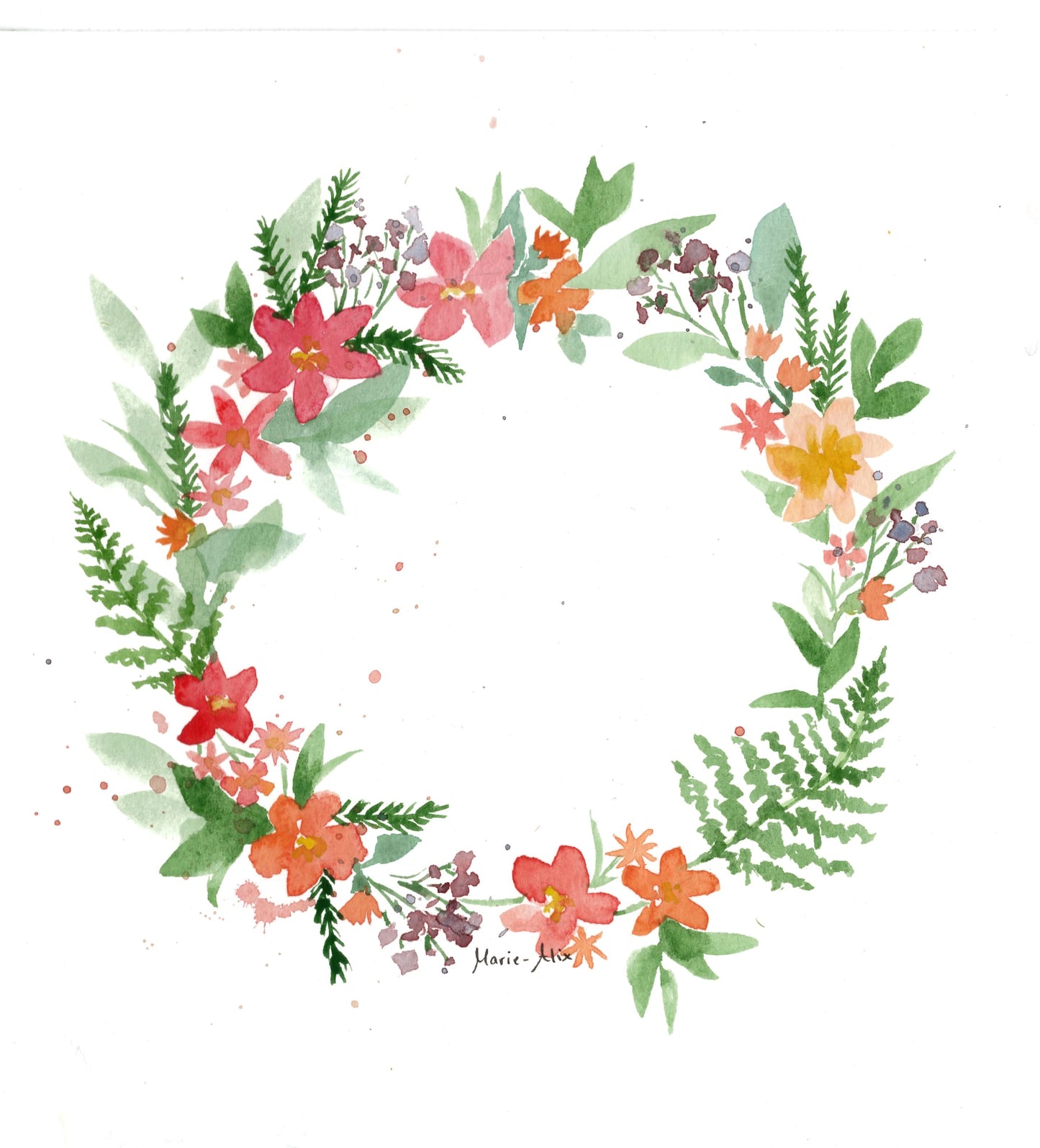 Samedi 8 août | Aquarelle « couronne de fleurs » (acompte)