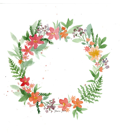 Samedi 8 août | Aquarelle « couronne de fleurs » (acompte)