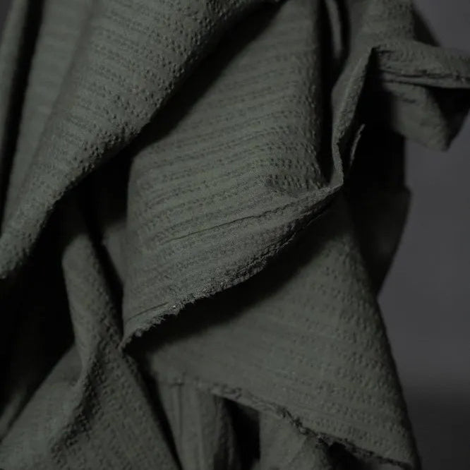 Tissu seersucker coton bio vert forêt, Atelier-53