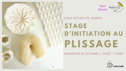Stage d'initiation au plissage avec Dewi Brunet, dimanche 18 octobre, 9h00-17h00, chez Atelier-53 à Namur