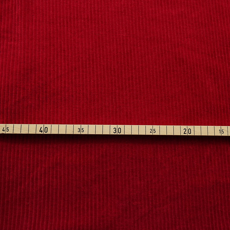 Velours côtelé doux extensible "rouge dahlia" | 10 cm