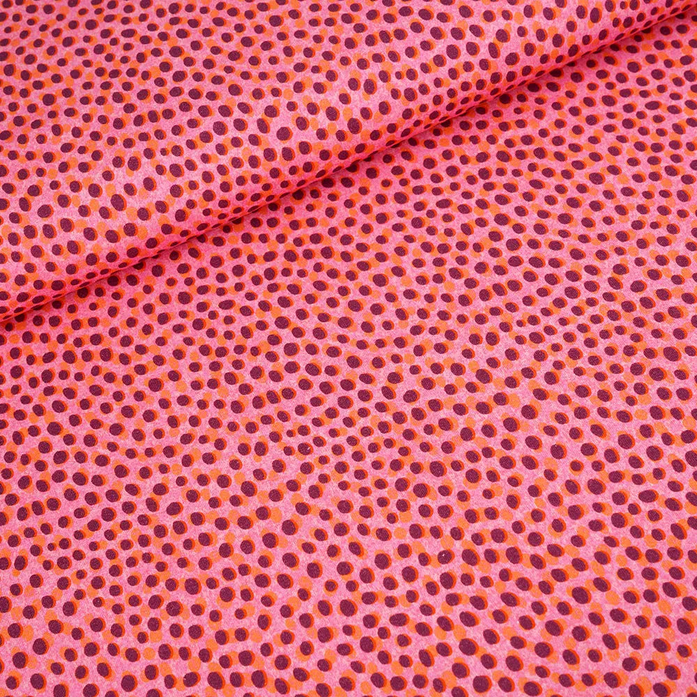 Jersey coton bio Susalabims dalmatiens rose-orange Atelier-53
