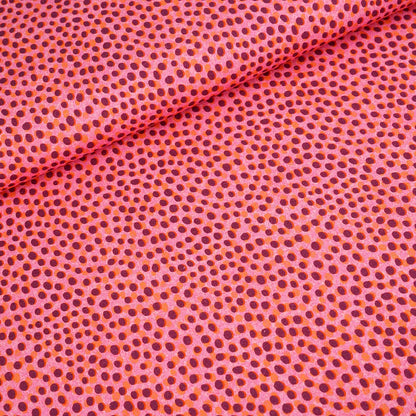Jersey coton bio Susalabims dalmatiens rose-orange Atelier-53