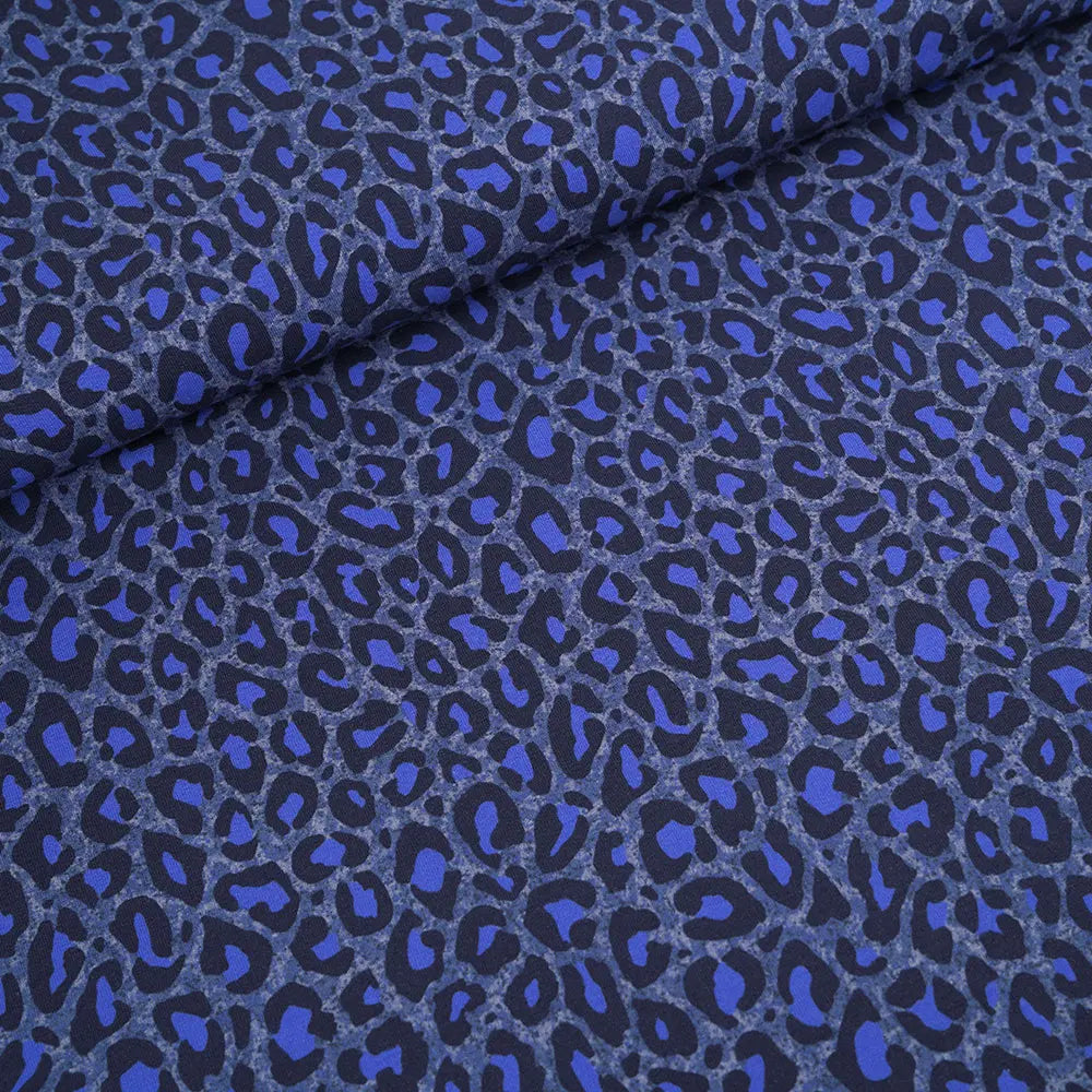 Jersey coton bio Susalabims leopard bleu Atelier-53