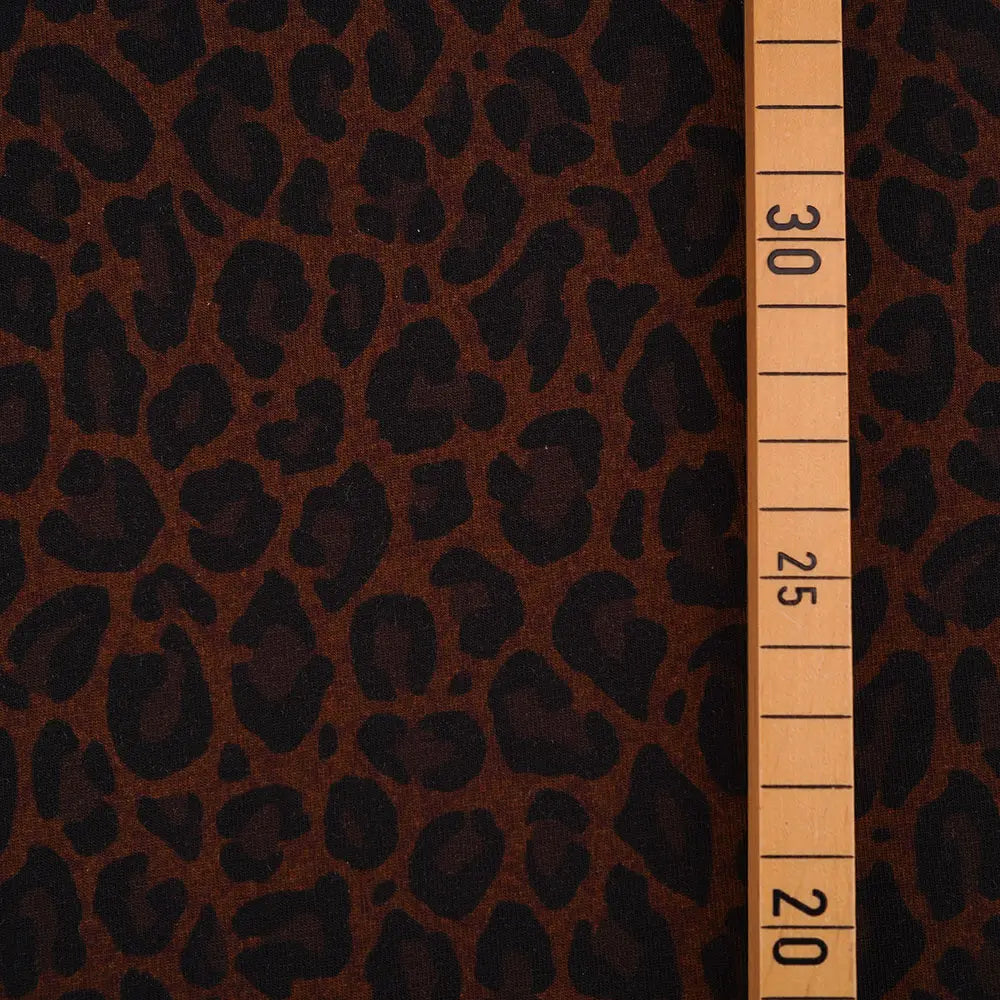 Jersey coton bio Susalabims leopard brun fonce Atelier-53