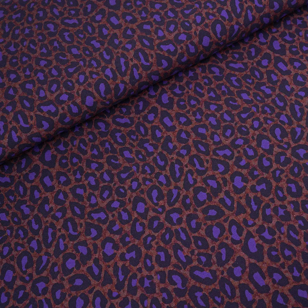 Jersey coton bio Susalabims leopard lilas-brun Atelier-53