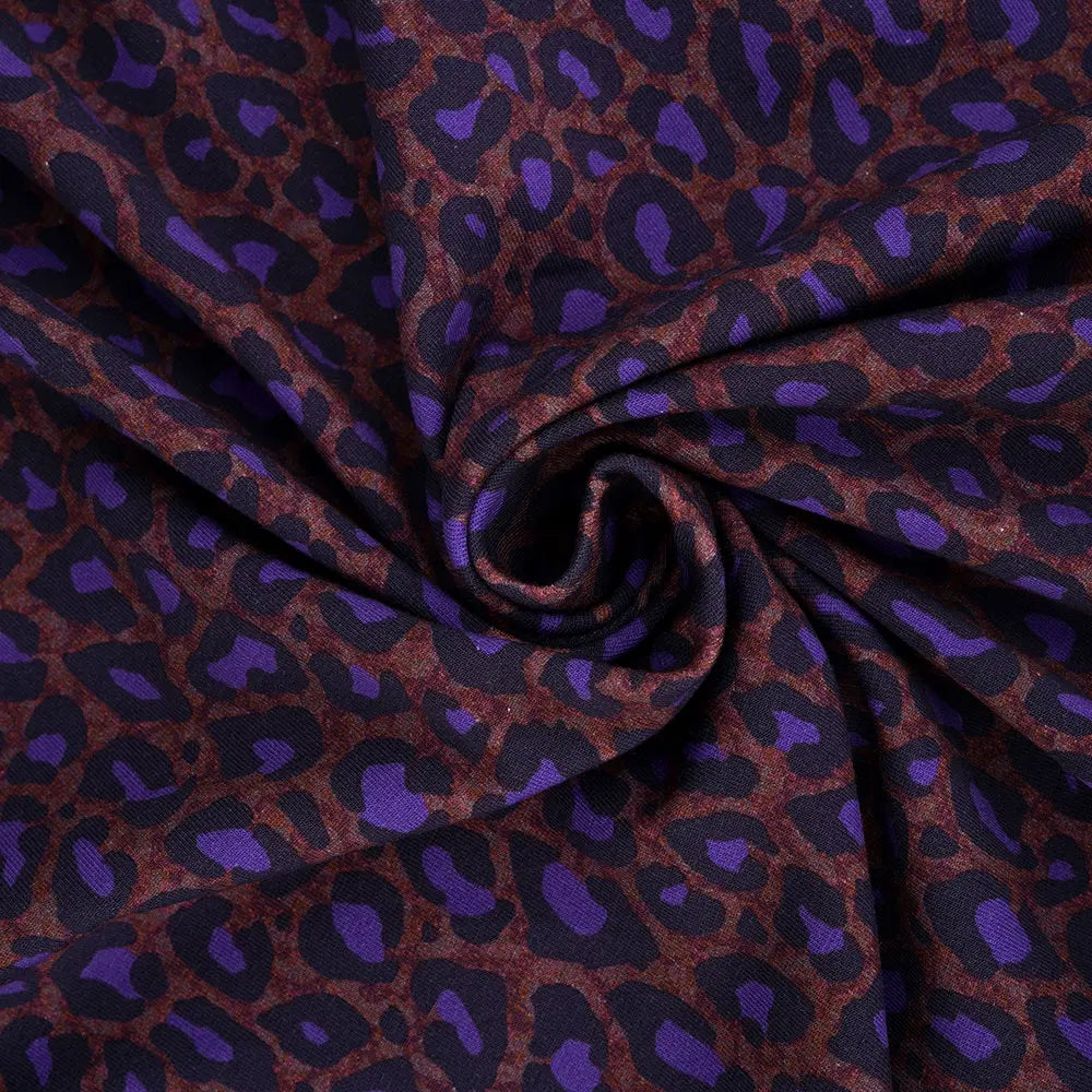 Jersey coton bio Susalabims leopard lilas-brun Atelier-53