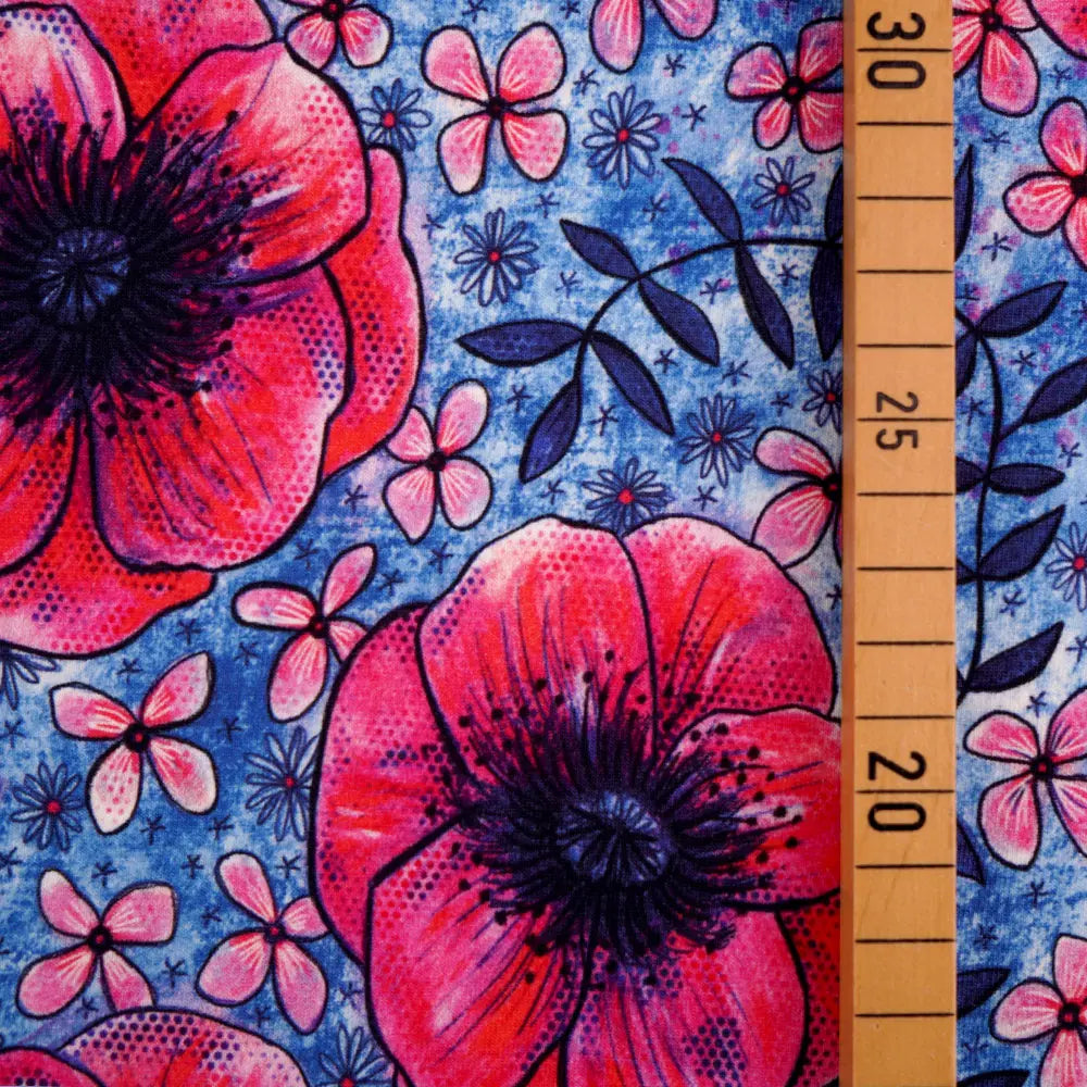 Jersey « Susalabims Coquelicots bleu » | 10 cm