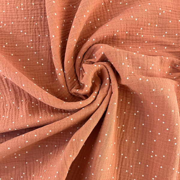 Double-gaze rose à pois blancs | 10 cm