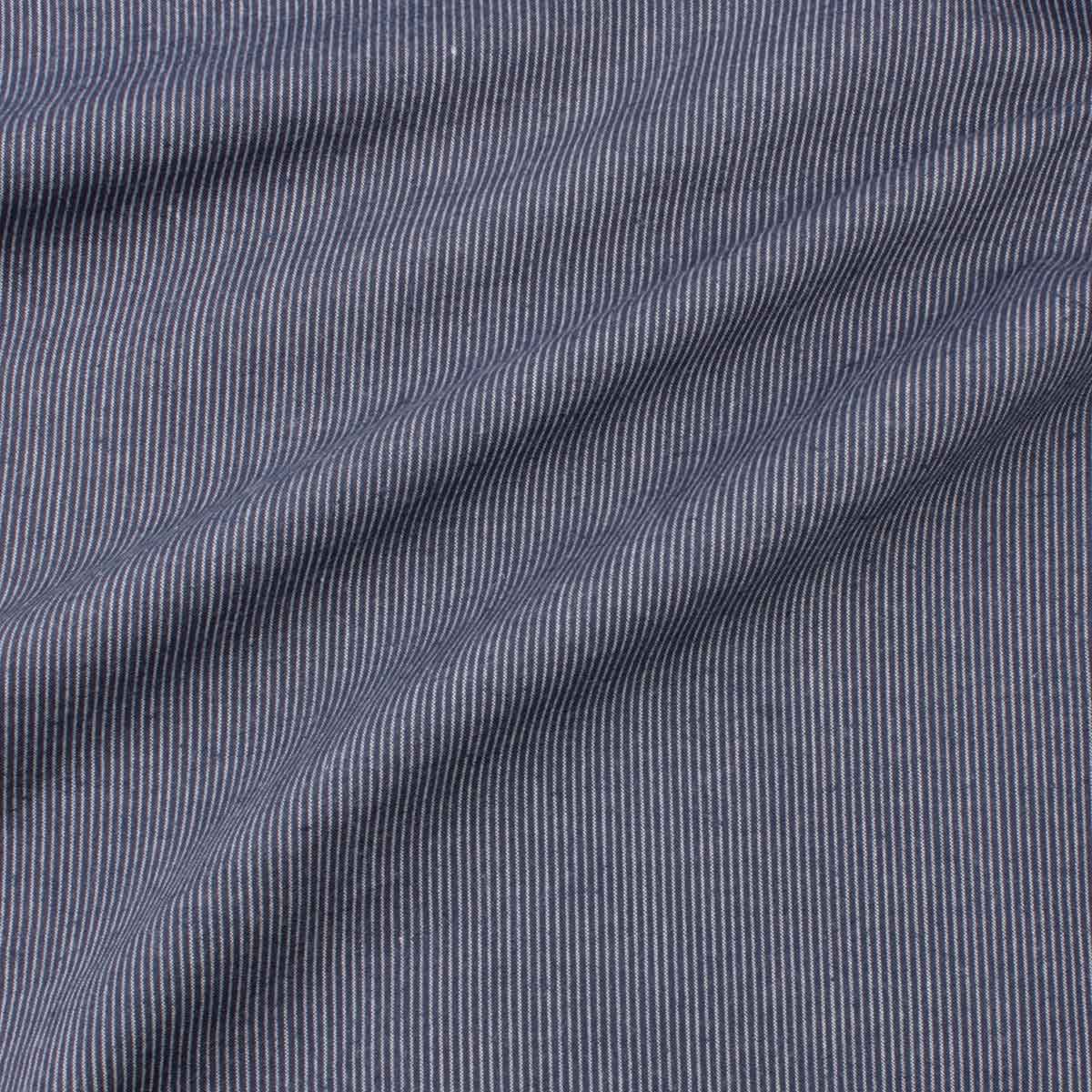 Popeline coton bio et lin rayée bleu, Atelier-53