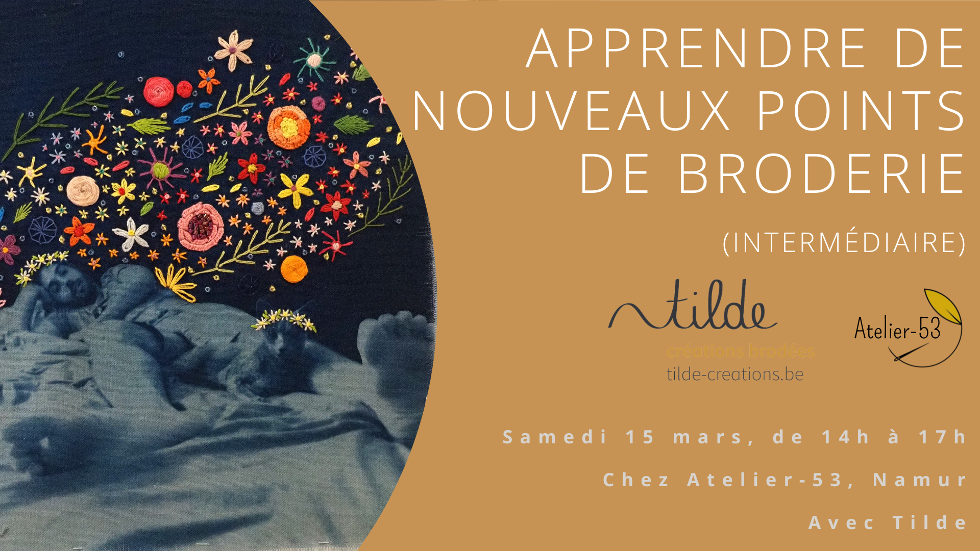 Samedi 15 mars | Apprendre de nouveaux points de broderie - intermédiaire (acompte)