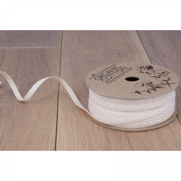 Ruban tissé rose pâle & écru | 10 cm
